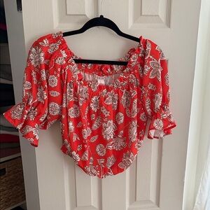 Floral Red Women's Top